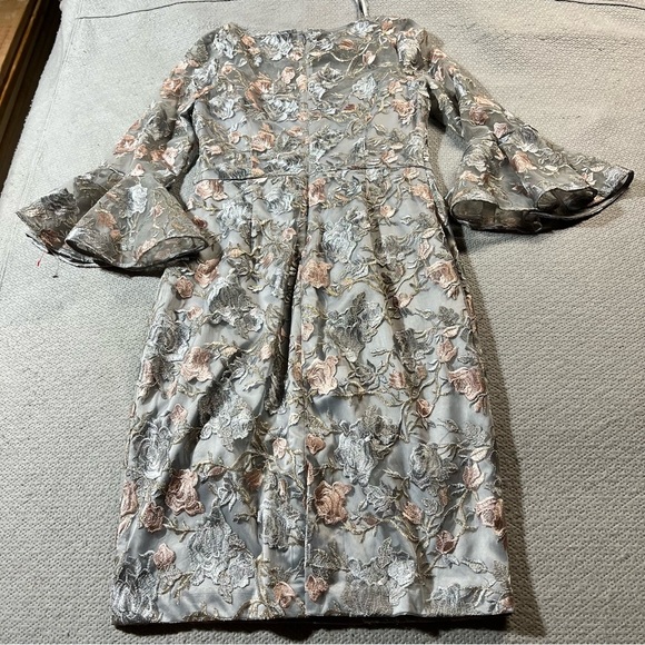 Eliza J Floral Embroidered Appliqué Sheath Dress Flutter Sleeve Formal 10 EUC - Picture 7 of 8
